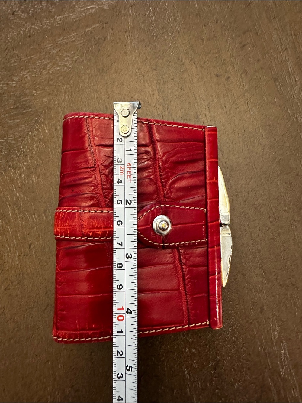 Brighton Vintage Red Croc-Embossed Leather Coin Wallet/ Card Holder - Picture 12 of 15